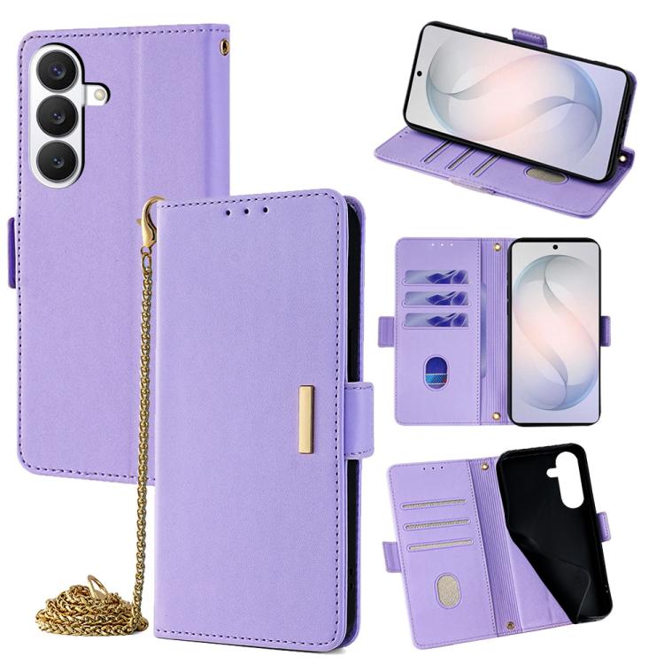 For Samsung Galaxy S26 5G Crossbody Chain Leather Phone Case(Purple)