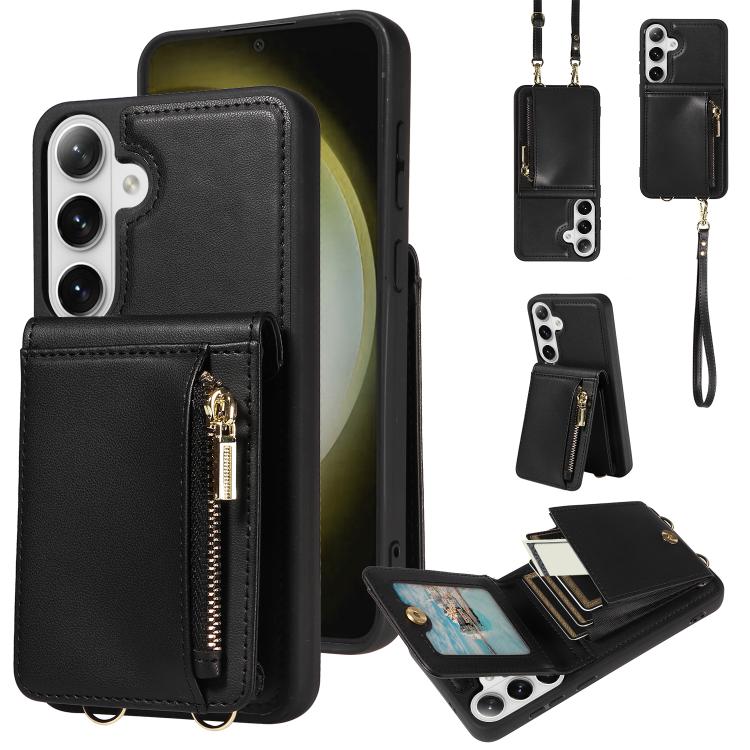 For Samsung Galaxy S26 5G Crossbody Lanyard Zipper Wallet Leather Phone Case(Black)