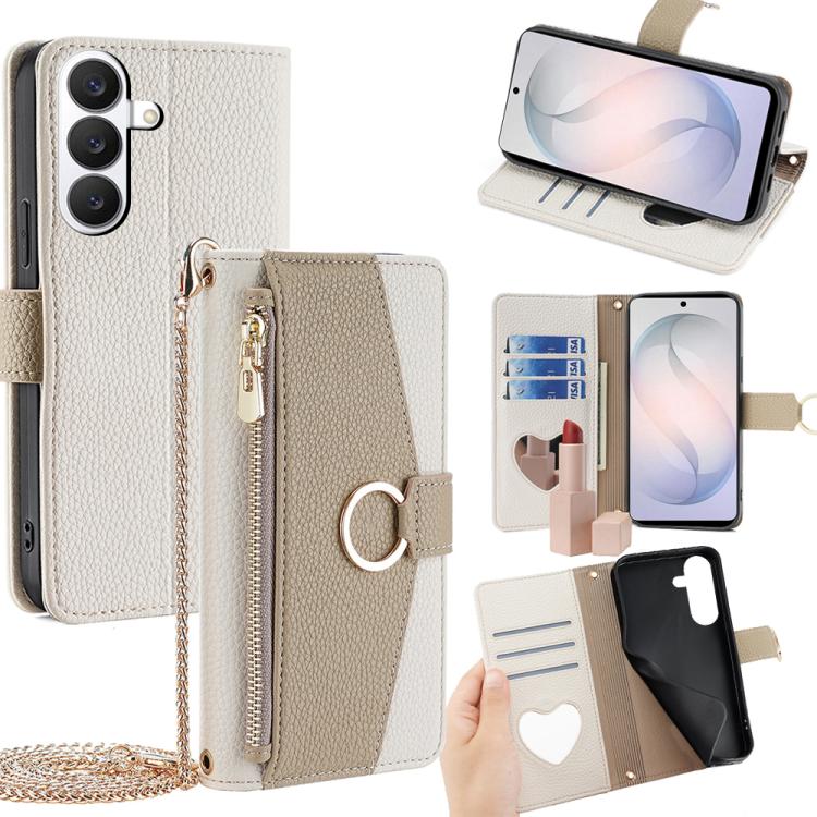 For Samsung Galaxy S26 5G Crossbody Litchi Texture Leather Phone Case(White)