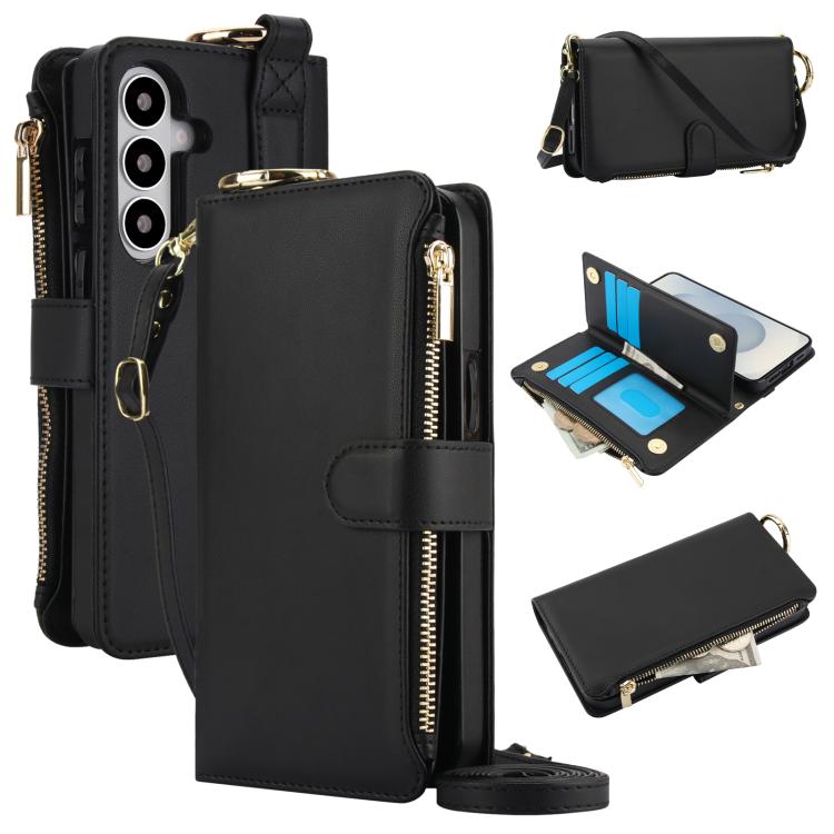 For Samsung Galaxy S26 5G Crossbody Ring Multifunctional Wallet Leather Phone Case(Black)