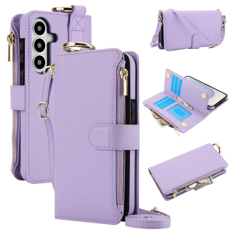 For Samsung Galaxy S26 5G Crossbody Ring Multifunctional Wallet Leather Phone Case(Purple)