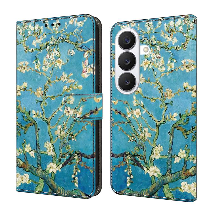 For Samsung Galaxy S26 5G Crystal-Like Painted Vegan Leather Phone Case(Apricot Blossoms)