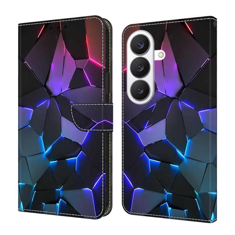 For Samsung Galaxy S26 5G Crystal-Like Painted Vegan Leather Phone Case(Blue Cracks)