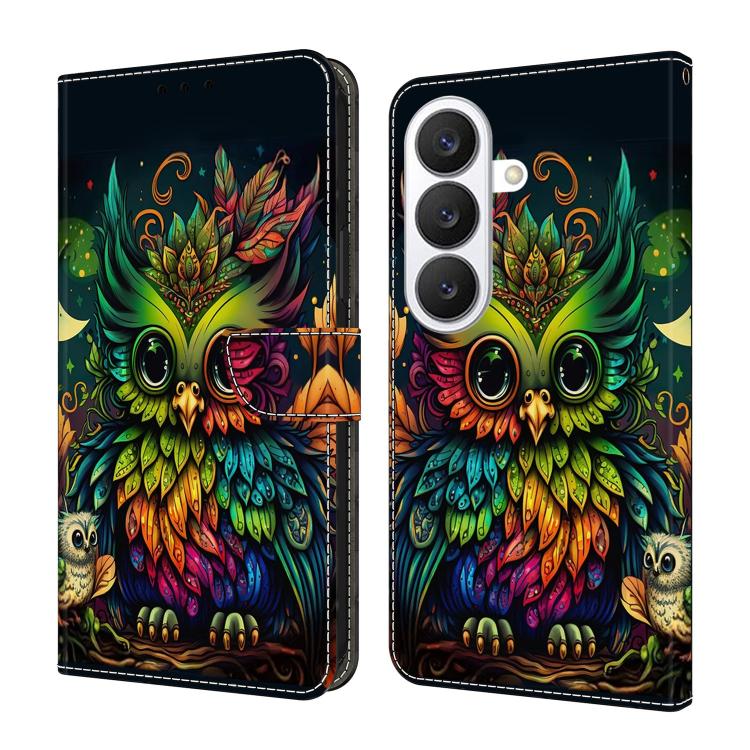For Samsung Galaxy S26 5G Crystal-Like Painted Vegan Leather Phone Case(Colorful Owl)