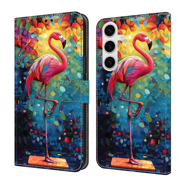 For Samsung Galaxy S26 5G Crystal-Like Painted Vegan Leather Phone Case(Flamingo)