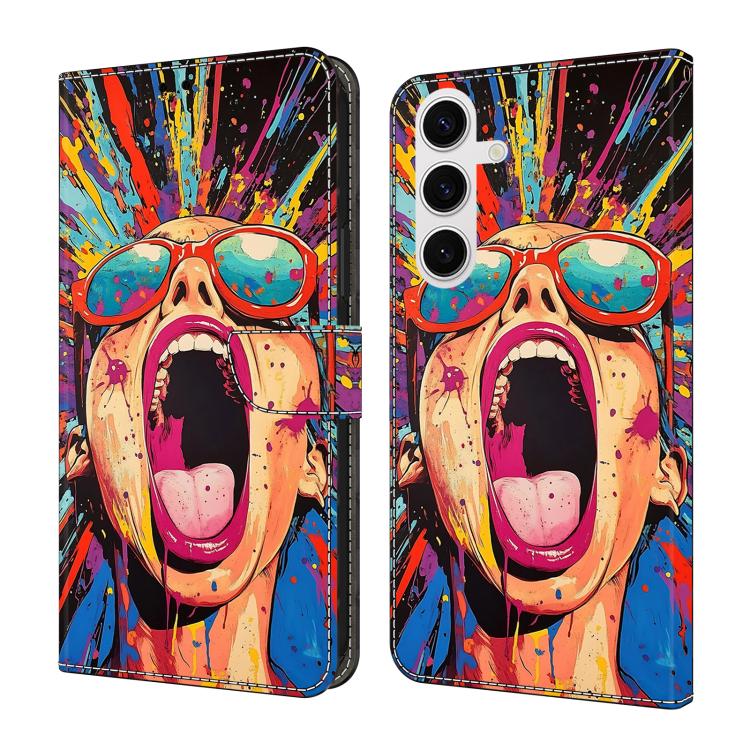 For Samsung Galaxy S26 5G Crystal-Like Painted Vegan Leather Phone Case(Graffiti Scream)