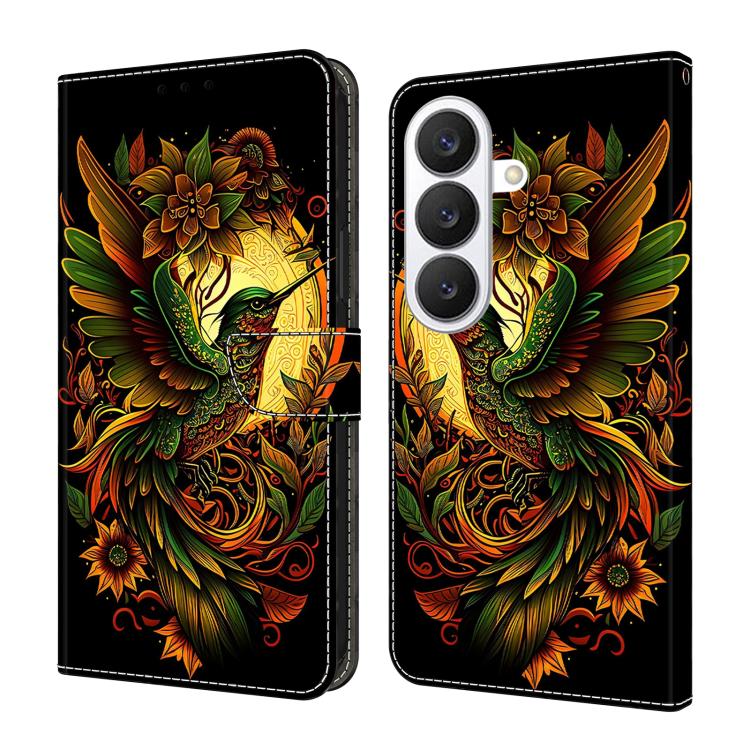 For Samsung Galaxy S26 5G Crystal-Like Painted Vegan Leather Phone Case(Green Magpie)