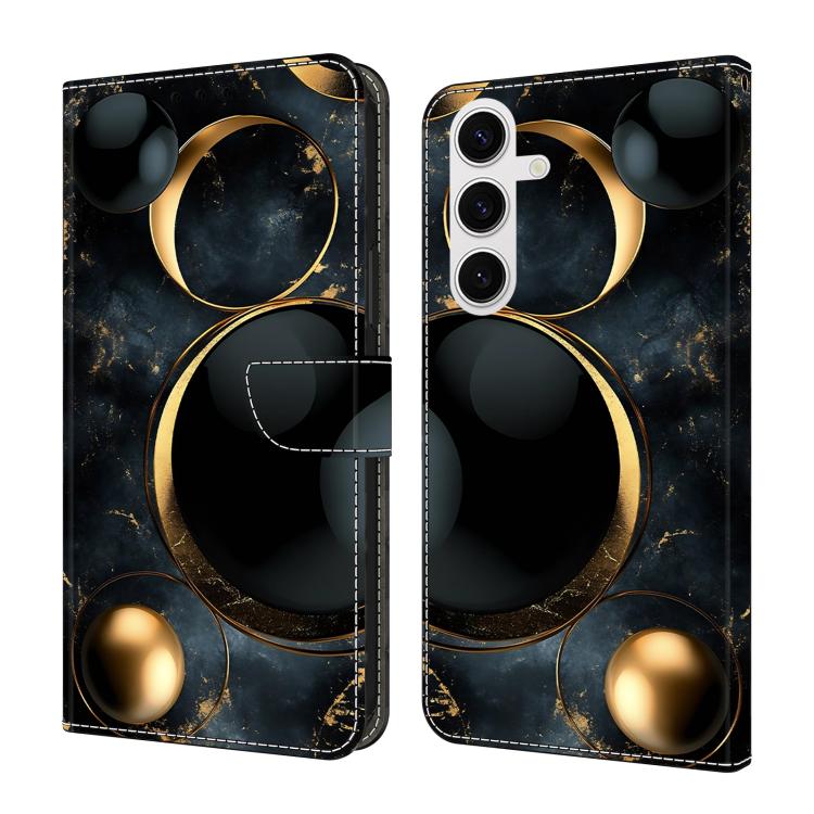 For Samsung Galaxy S26 5G Crystal-Like Painted Vegan Leather Phone Case(Luxury Gold Circles)