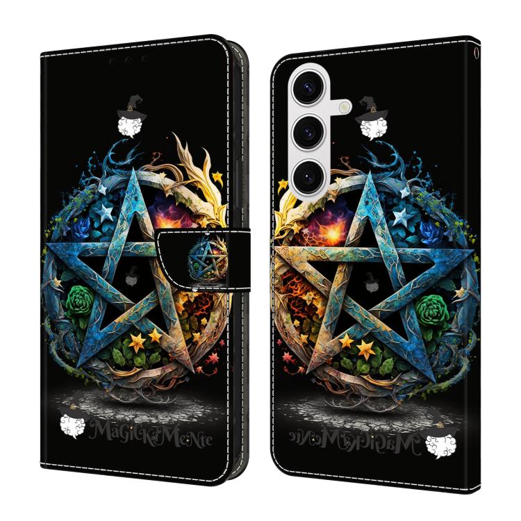 For Samsung Galaxy S26 5G Crystal-Like Painted Vegan Leather Phone Case(Pentagram)