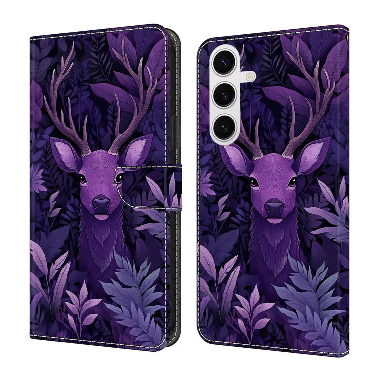 For Samsung Galaxy S26 5G Crystal-Like Painted Vegan Leather Phone Case(Purple Deer)