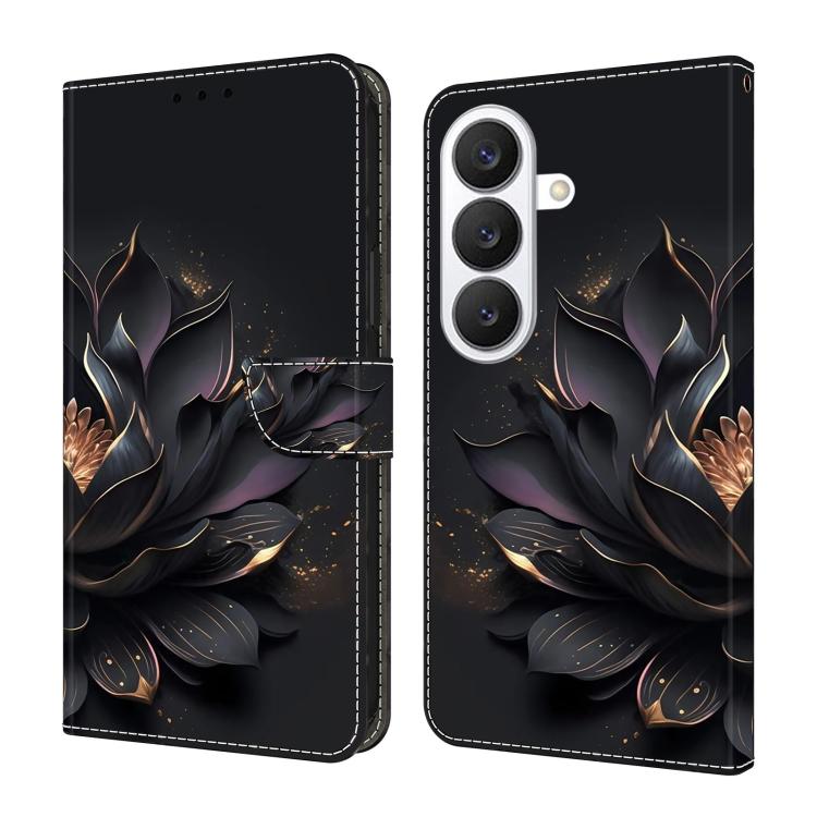For Samsung Galaxy S26 5G Crystal-Like Painted Vegan Leather Phone Case(Purple Lotus)