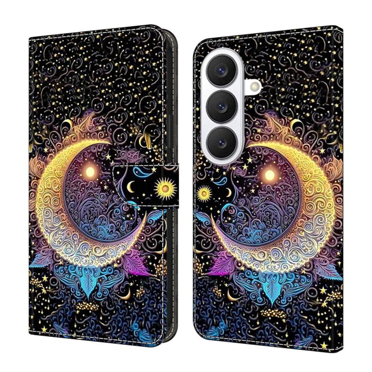For Samsung Galaxy S26 5G Crystal-Like Painted Vegan Leather Phone Case(Radiant Moon)