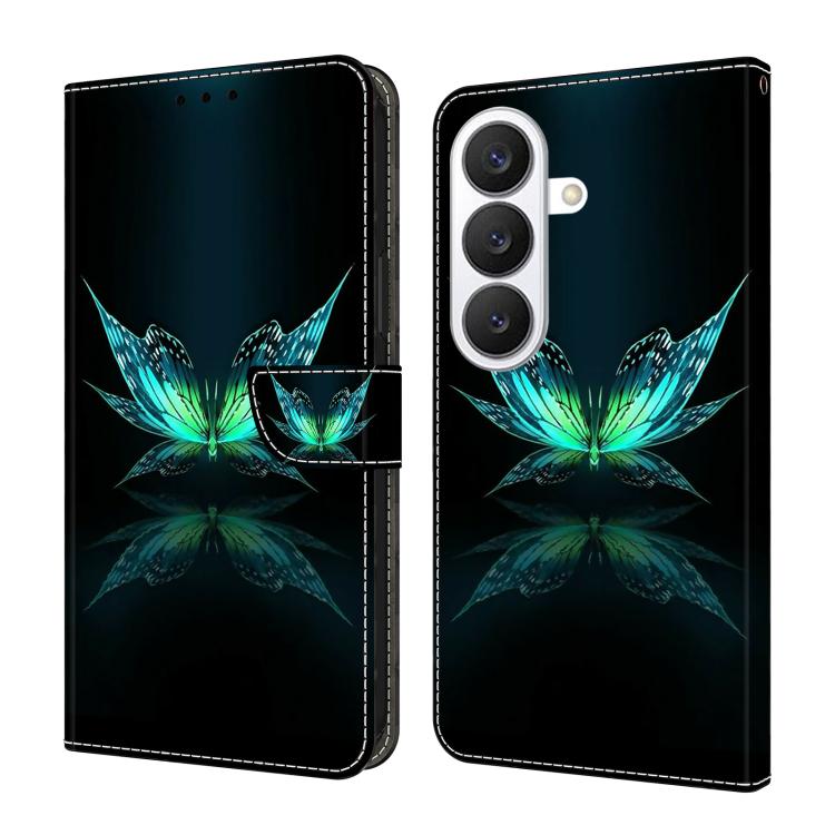 For Samsung Galaxy S26 5G Crystal-Like Painted Vegan Leather Phone Case(Reflection Butterfly)