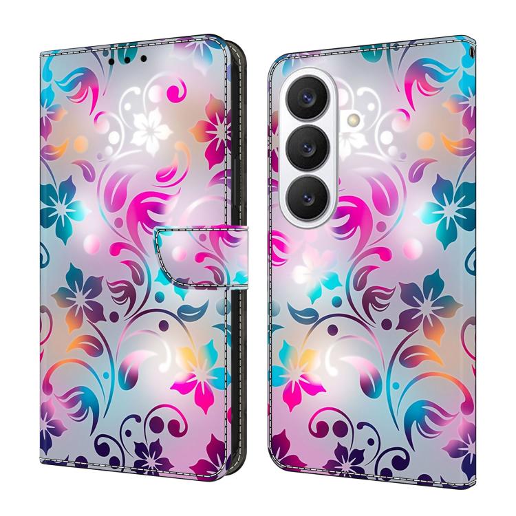 For Samsung Galaxy S26 5G Crystal-Like Painted Vegan Leather Phone Case(Retro Flowers)