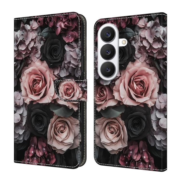 For Samsung Galaxy S26 5G Crystal-Like Painted Vegan Leather Phone Case(Rose)