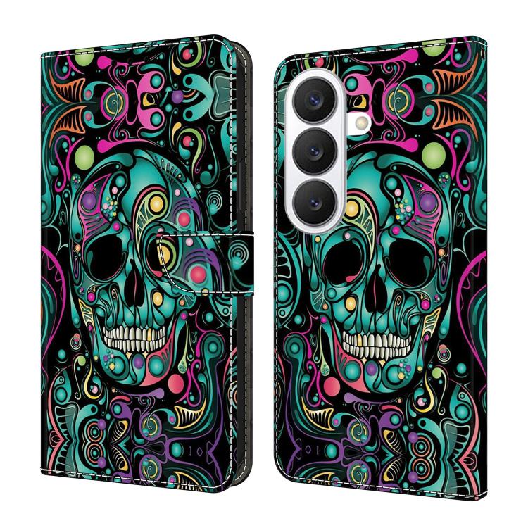 For Samsung Galaxy S26 5G Crystal-Like Painted Vegan Leather Phone Case(Skull)