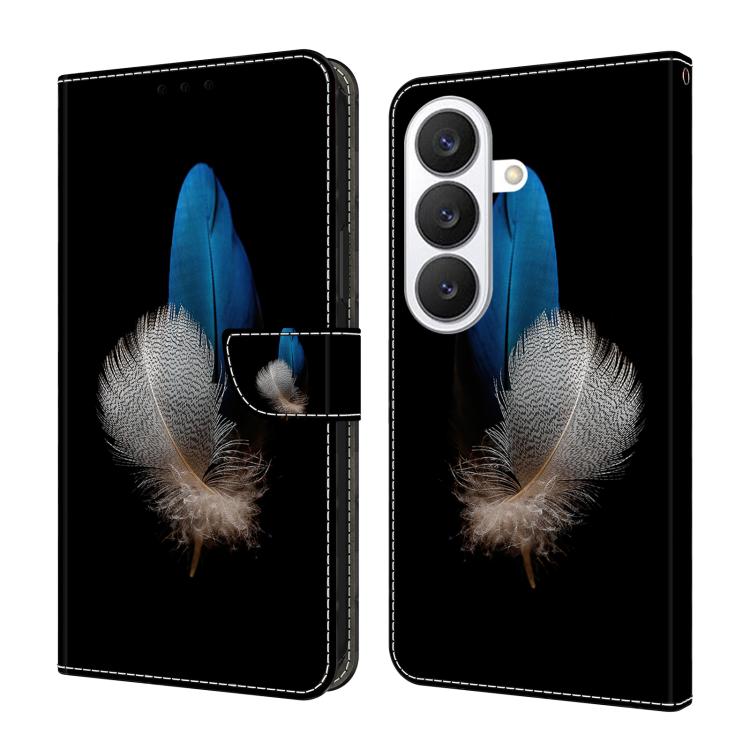 For Samsung Galaxy S26 5G Crystal-Like Painted Vegan Leather Phone Case(Two Feathers)
