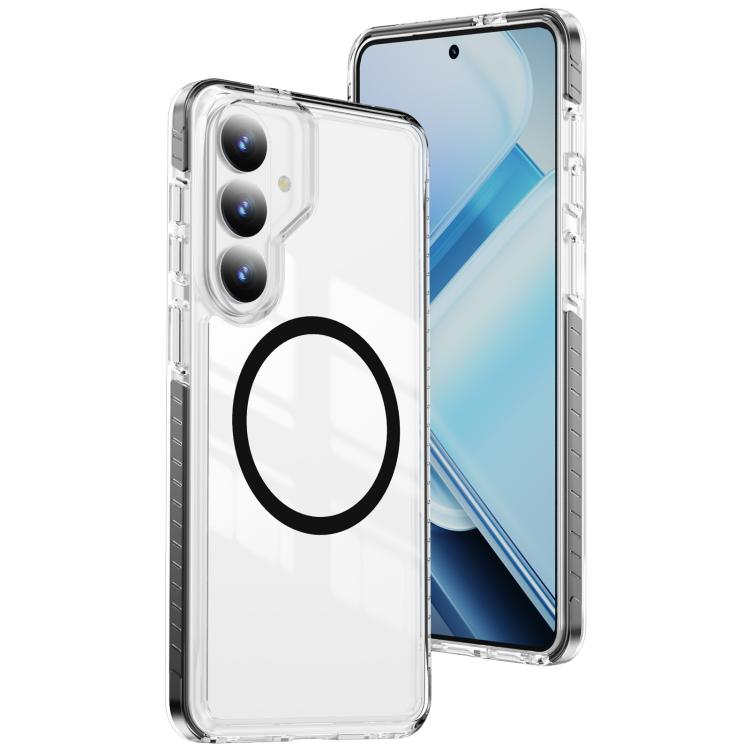 For Samsung Galaxy S26 5G Crystal Shield Clear Magnetic Acrylic Hybrid TPU Phone Case(Black)