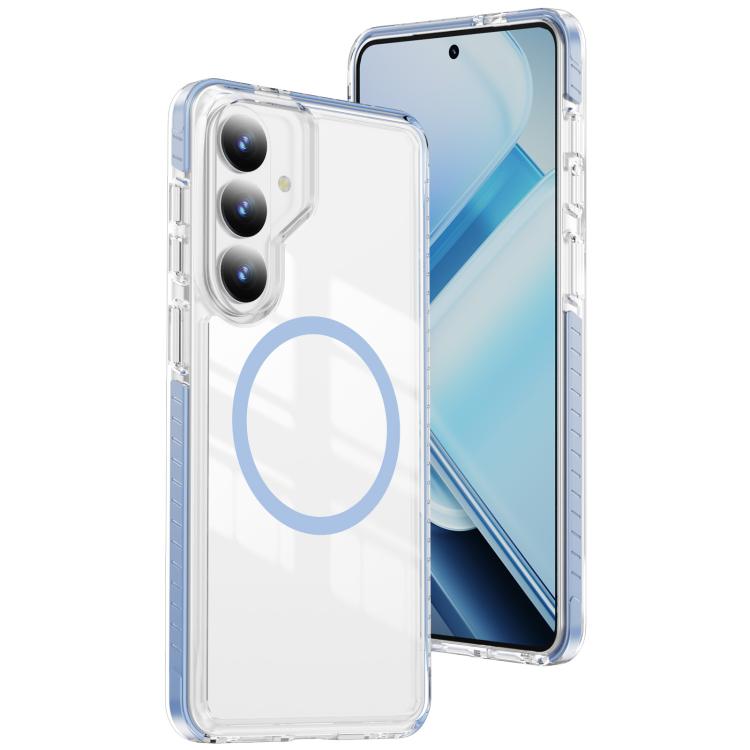 For Samsung Galaxy S26 5G Crystal Shield Clear Magnetic Acrylic Hybrid TPU Phone Case(Blue)
