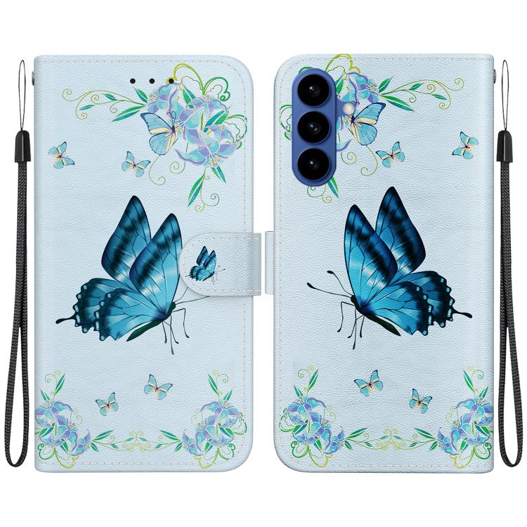 For Samsung Galaxy S26 5G Crystal Texture Colored Drawing Leather Phone Case(Blue Pansies)