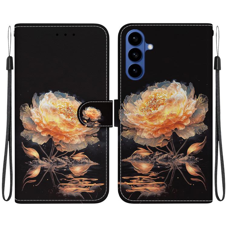 For Samsung Galaxy S26 5G Crystal Texture Colored Drawing Leather Phone Case(Gold Peony)