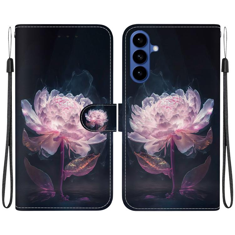 For Samsung Galaxy S26 5G Crystal Texture Colored Drawing Leather Phone Case(Purple Peony)