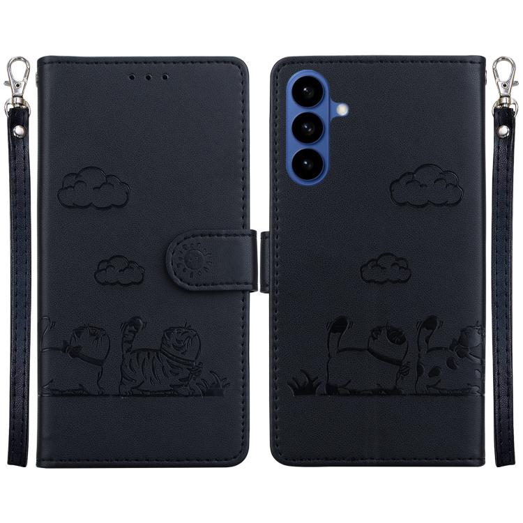 For Samsung Galaxy S26 5G Cute Cats RFID Leather Phone Case(Black)