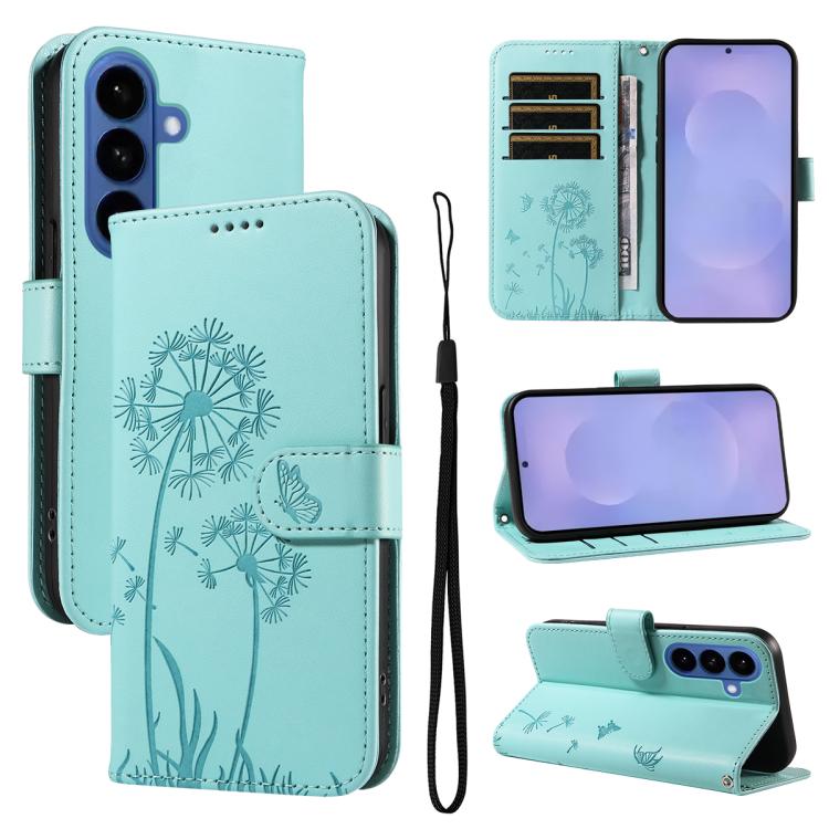 For Samsung Galaxy S26 5G Dandelion Embossed Pattern Flip Leather Phone Case(Green)