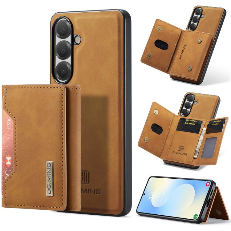 For Samsung Galaxy S26 5G DG.MING M2 Series 3-Fold Multi Card Bag + Magnetic Phone Case(Brown)