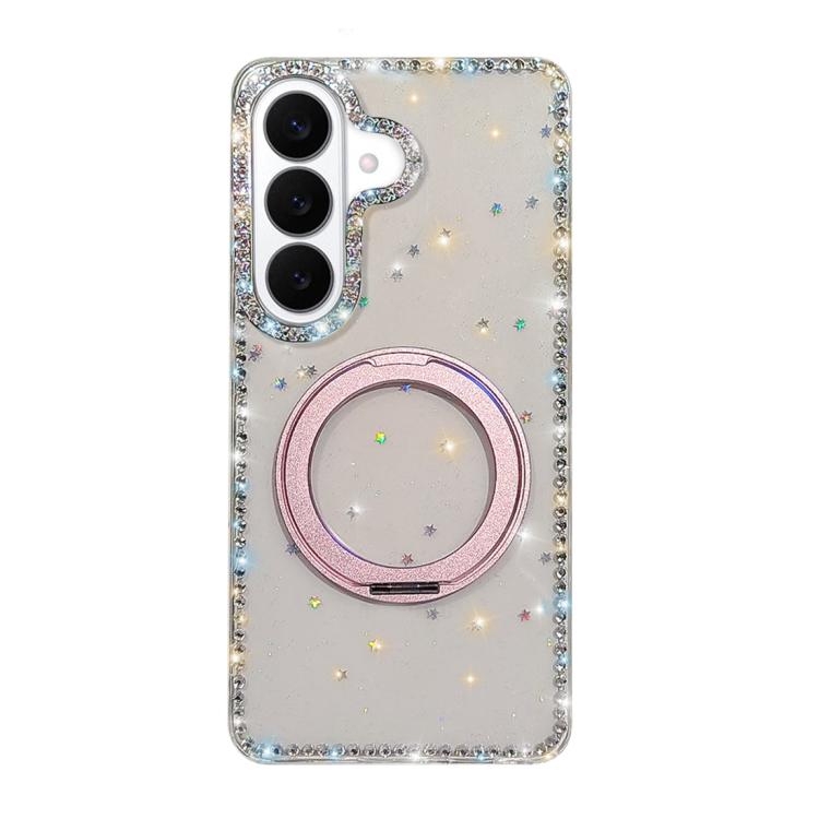 For Samsung Galaxy S26 5G Diamond IMD 360 Rotation Magnetic Metal Holder Phone Case(Glitter Stars)