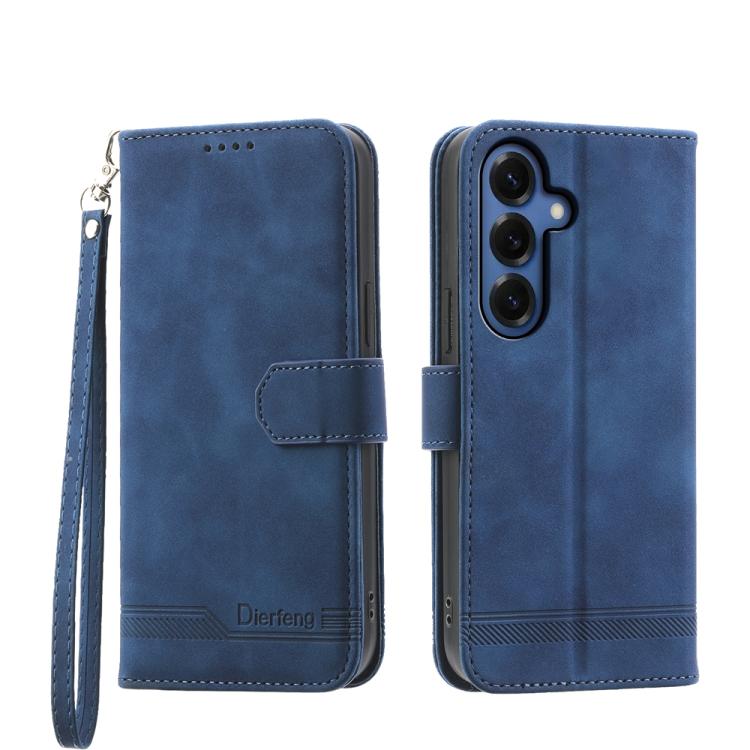 For Samsung Galaxy S26 5G Dierfeng Dream Line TPU Hybrid PU Leather Phone Case(Blue)