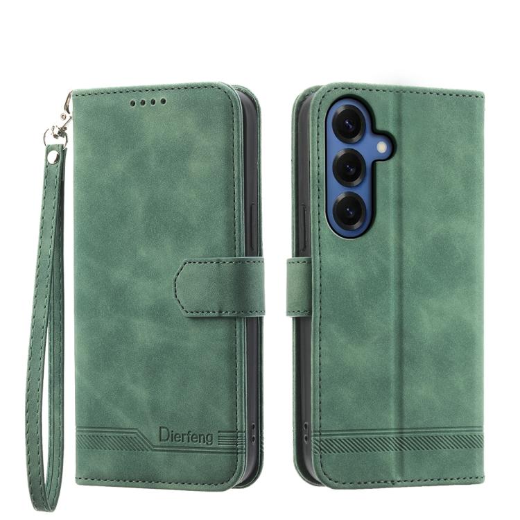 For Samsung Galaxy S26 5G Dierfeng Dream Line TPU Hybrid PU Leather Phone Case(Green)