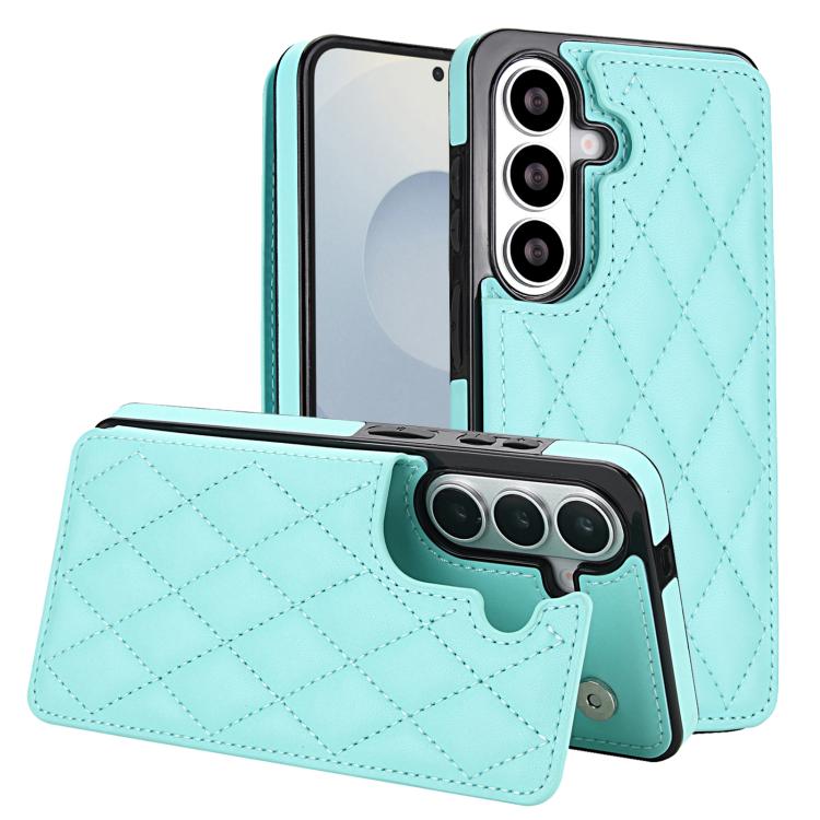 For Samsung Galaxy S26 5G Double Buckle Rhombic PU Leather Phone Case(Blue)
