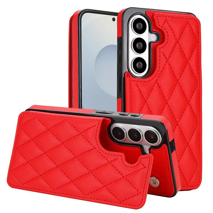 For Samsung Galaxy S26 5G Double Buckle Rhombic PU Leather Phone Case(Red)