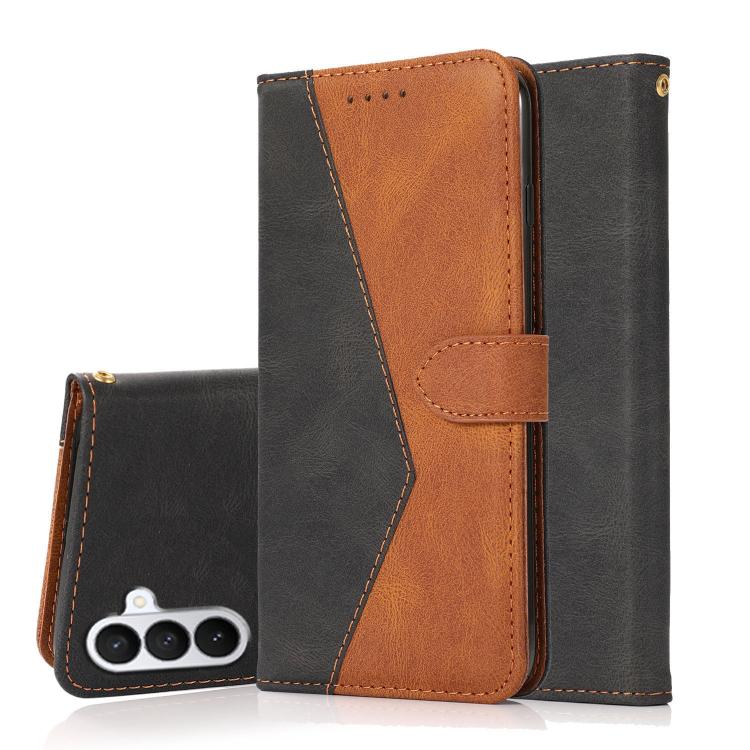 For Samsung Galaxy S26 5G Dual-color Stitching Leather Phone Case(Black Brown)