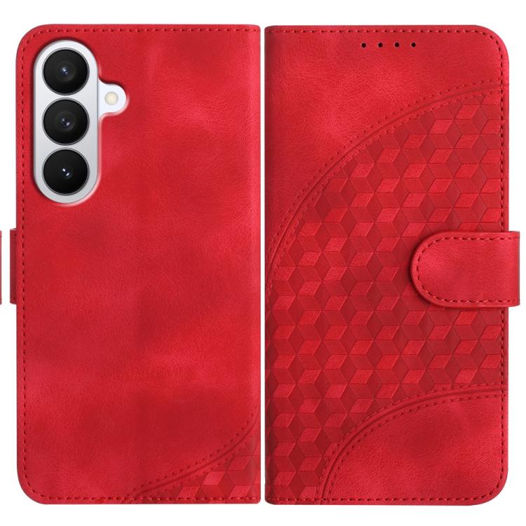 For Samsung Galaxy S26 5G Elephant Head Embossed Phone Leather Case with Lanyard(Red)