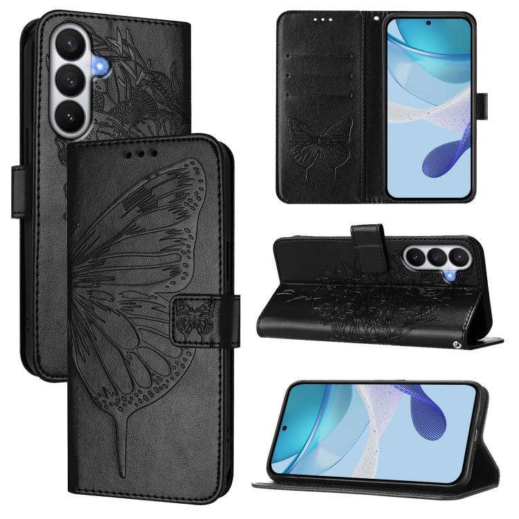For Samsung Galaxy S26 5G Embossed Butterfly Leather Phone Case(Black)