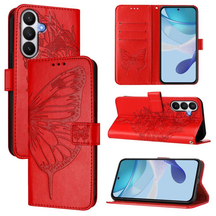 For Samsung Galaxy S26 5G Embossed Butterfly Leather Phone Case(Red)
