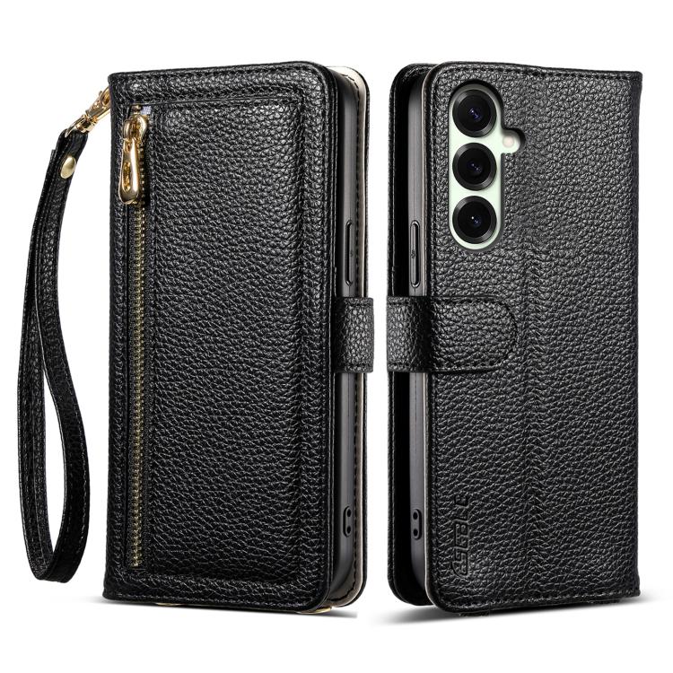For Samsung Galaxy S26 5G ESEBLE E11 Colorful Litchi Pattern Zipper Wallet Leather Phone Case(Black)