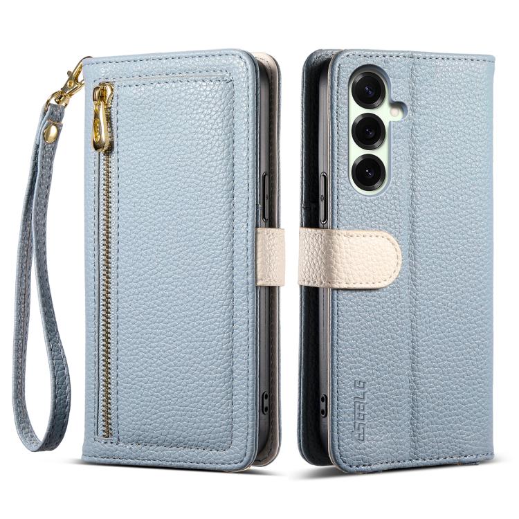 For Samsung Galaxy S26 5G ESEBLE E11 Colorful Litchi Pattern Zipper Wallet Leather Phone Case(Sky Blue)