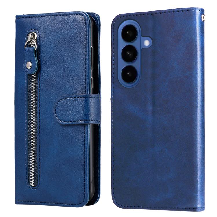 For Samsung Galaxy S26 5G Fashion Calf Texture Zipper Leather Phone Case(Blue)