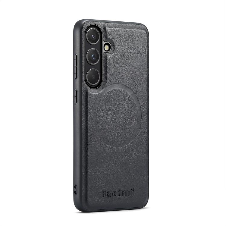 For Samsung Galaxy S26 5G Fierre Shann FS-027 Cowhide Texture MagSafe Magnetic Phone Case(Black)