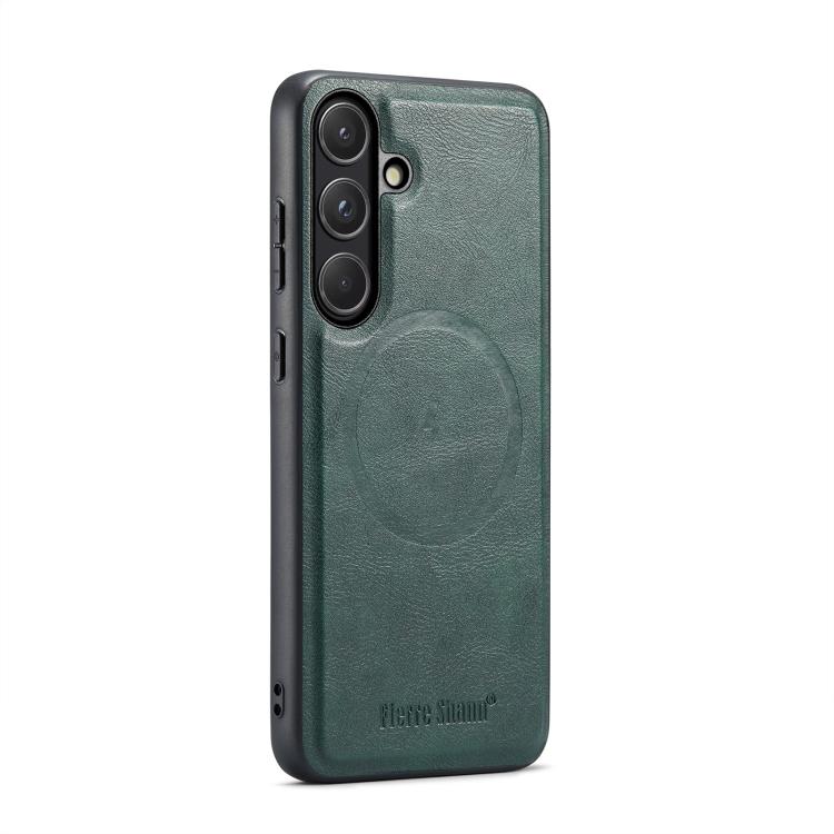 For Samsung Galaxy S26 5G Fierre Shann FS-027 Cowhide Texture MagSafe Magnetic Phone Case(Green)