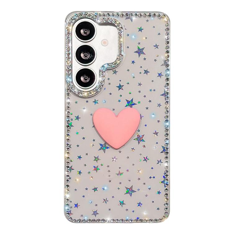 For Samsung Galaxy S26 5G Flash Rhinestone Double-sided IMD Love Heart Phone Case(Stars Transparent)
