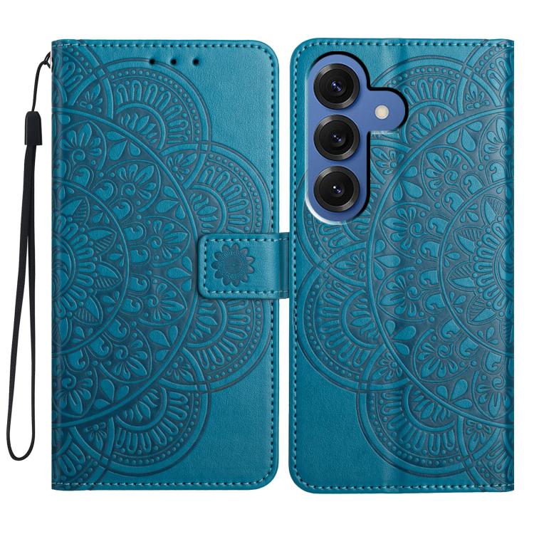 For Samsung Galaxy S26 5G Flower Embossed Leather Phone Case(Blue)