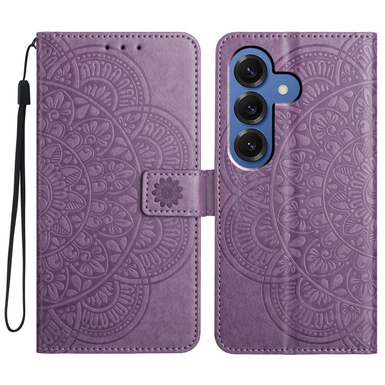 For Samsung Galaxy S26 5G Flower Embossed Leather Phone Case(Purple)