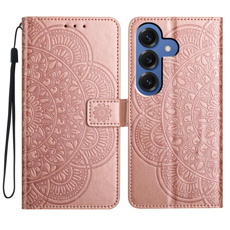 For Samsung Galaxy S26 5G Flower Embossed Leather Phone Case(Rose Gold)