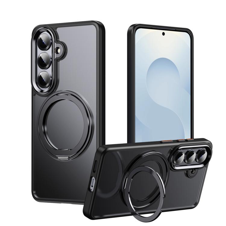 For Samsung Galaxy S26 5G Frosted 360 Degree MagSafe Magnetic Holder Phone Case(Black)