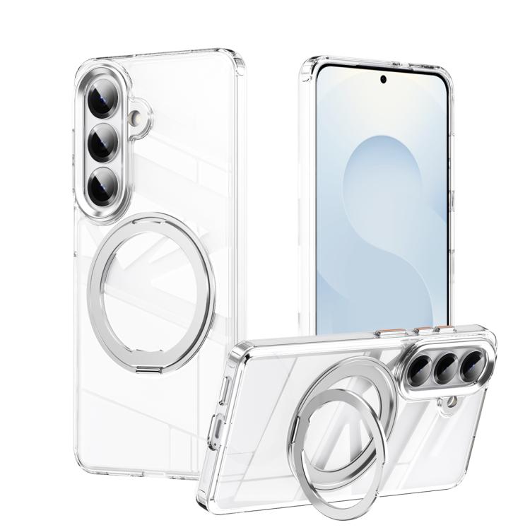 For Samsung Galaxy S26 5G Frosted 360 Degree MagSafe Magnetic Holder Phone Case(Silver)