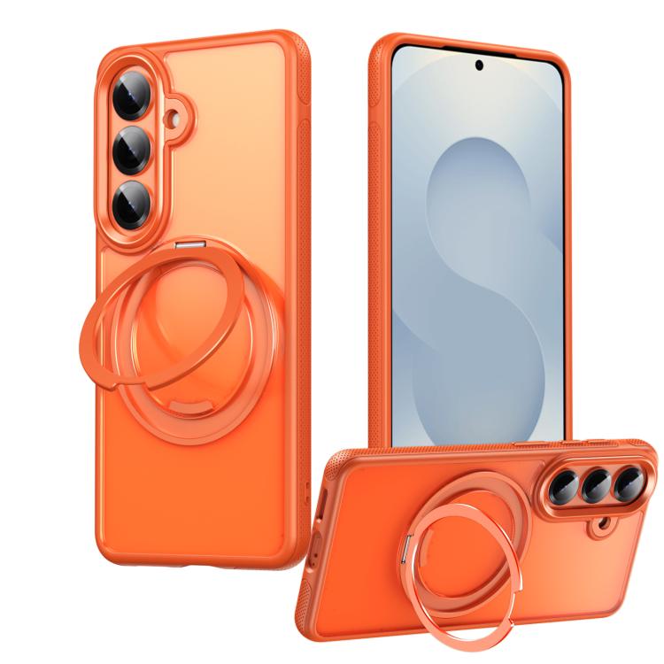 For Samsung Galaxy S26 5G Gear-Style Stress Relief 360 Rotation Holder MagSafe Phone Case(Orange)